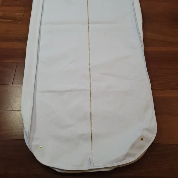 Balmain Garment Bag Gown White Black Logo Gold Tone Exposed Zipper 62.5 x 23 in - Picture 7 of 13
